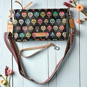 Mary Frances Women's Sugar Skull Leather Crossbody Bag - Embroidered Calavera Handbag